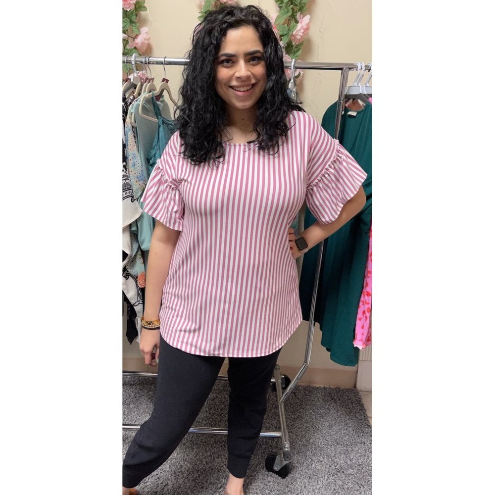 Sew in Love Lavender Stripe Ruffle Top - Picture 2 of 4